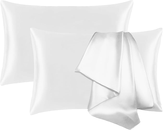 100% Silk Pillowcase Set for Hair and Skin - Cooling Mulberry Silk, Standard Size (Beige, 2 Pack)