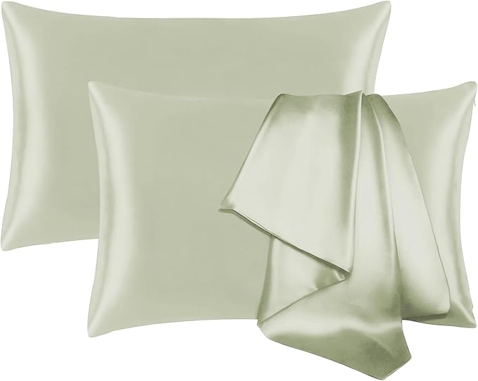 100% Silk Pillowcase Set for Hair and Skin - Cooling Mulberry Silk, Standard Size (Beige, 2 Pack)