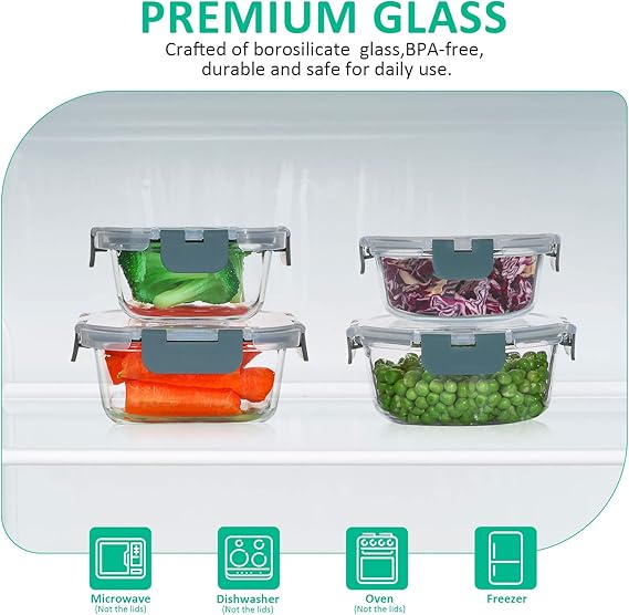 24-Piece Glass Food Storage Containers Set - Airtight and Stackable Meal Prep Containers