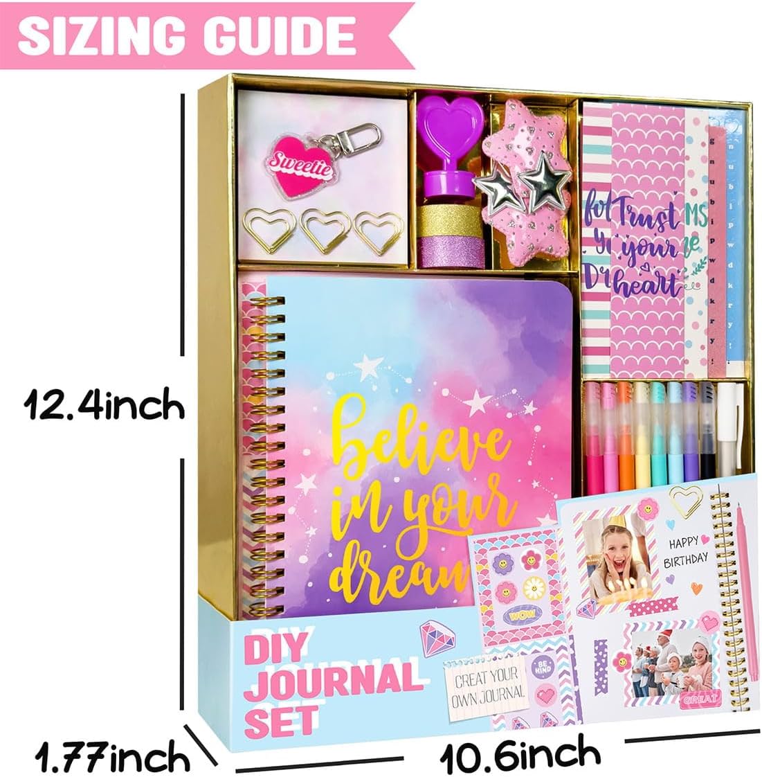 Nollh DIY Journal Kit for Girls - DIY Journal Set for Tween & Teen Girls, Stationery Set, Scrapbook & Diary Supplies Set, Journaling Art Crafts Kit, Ideal Gifts for 8 9 10 11 12 13 14 Year Old Girl