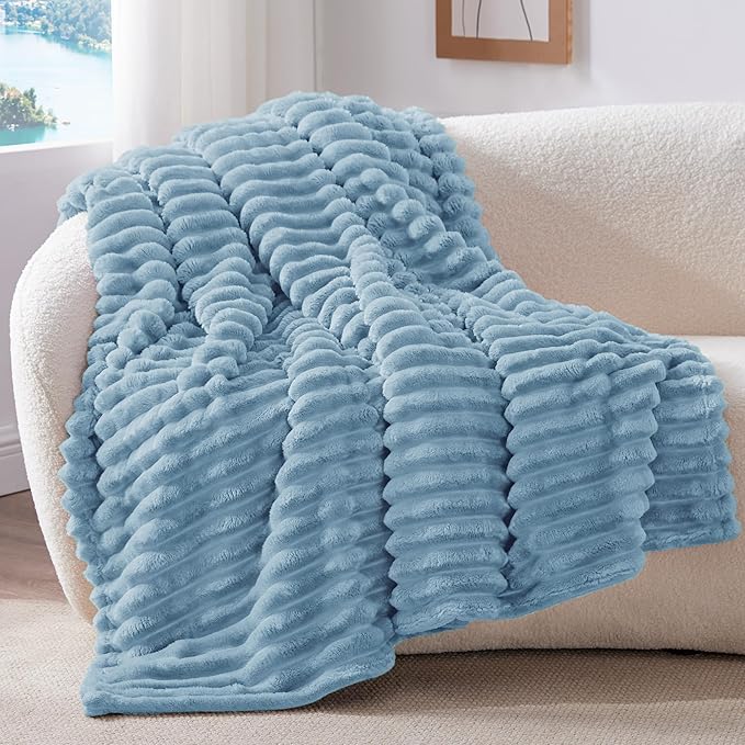 Soft Fleece Throw Blanket for Couch - Cream White 50"x60", Fluffy and Decorative