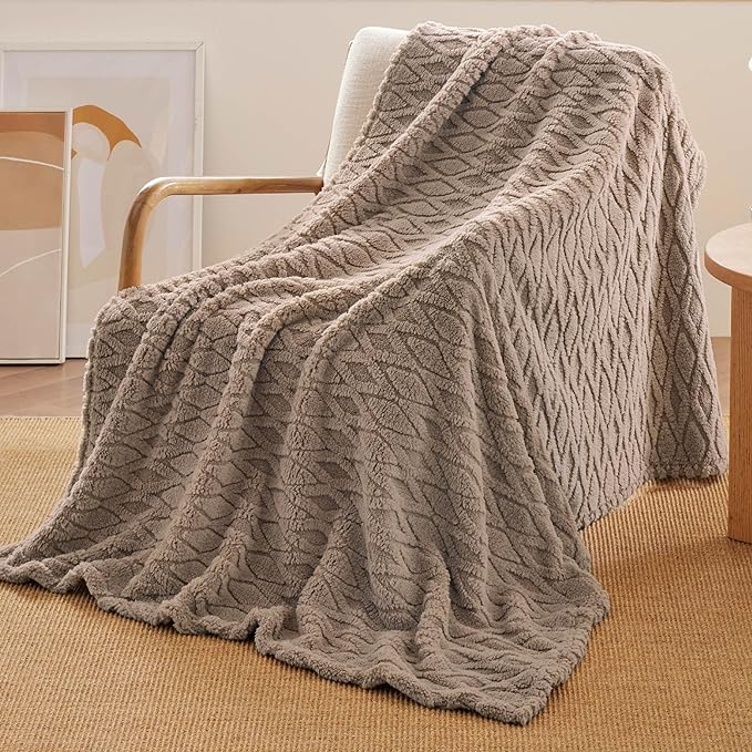 White Throw Blanket for Couch - Cozy Fleece Blanket, 50"x60"