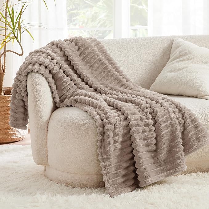 White Throw Blanket for Couch - Cozy Fleece Blanket, 50"x60"