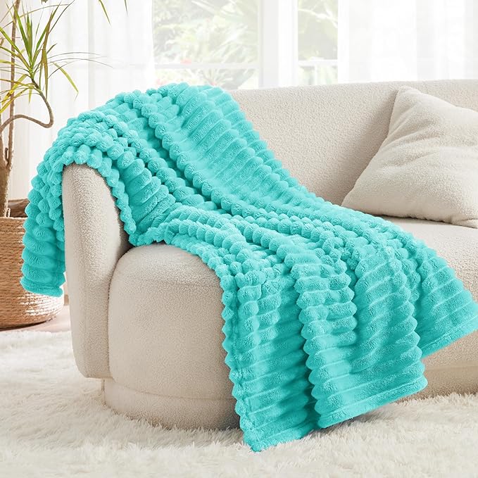 White Throw Blanket for Couch - Cozy Fleece Blanket, 50"x60"