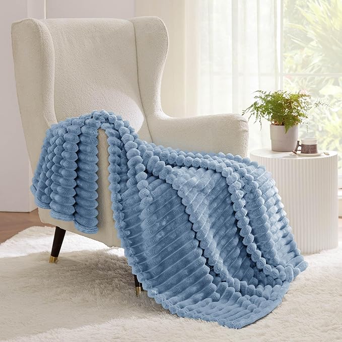 White Throw Blanket for Couch - Cozy Fleece Blanket, 50"x60"