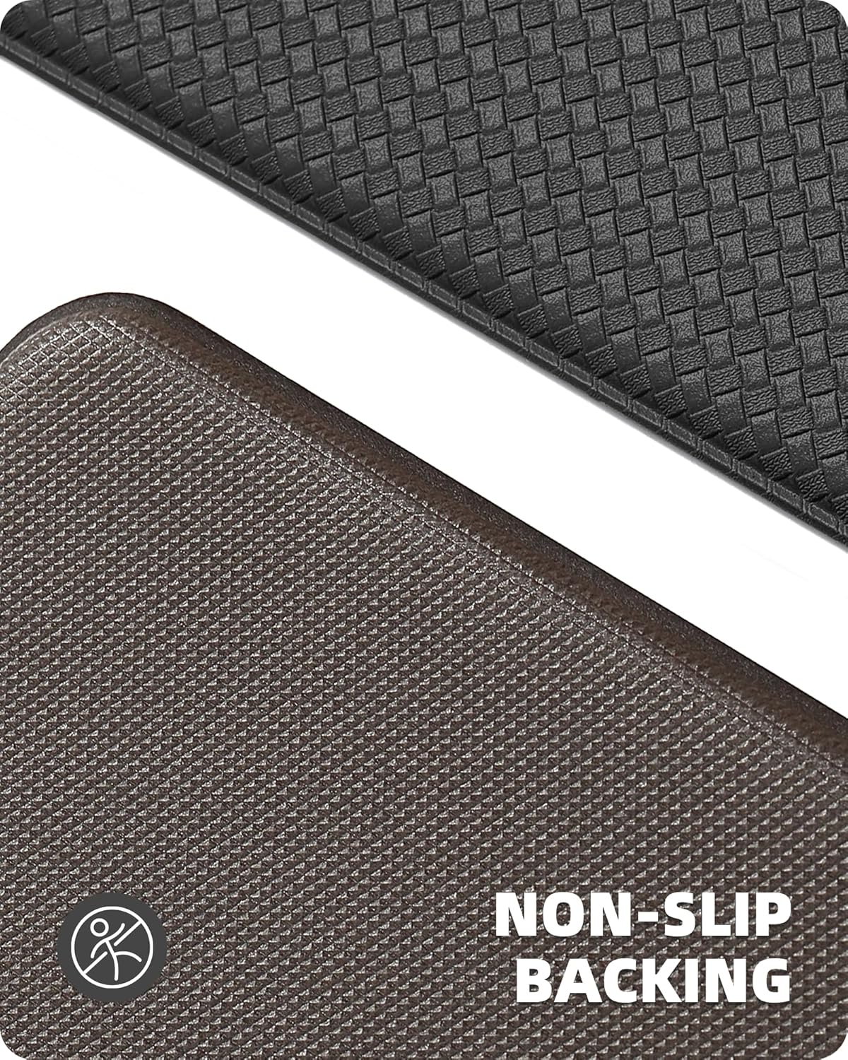 Cushioned Anti-Fatigue Kitchen Mats - Black (Set of 2)